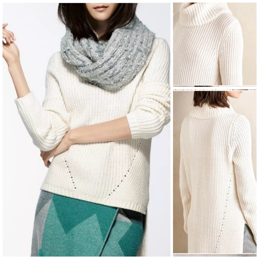 Anthropologie Moth High Low knit cream sweater